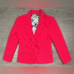 NWT $650 MSRP L’AGENCE Kenzie Blazer Diva Pink Double Breasted Tweed Diva Size 8